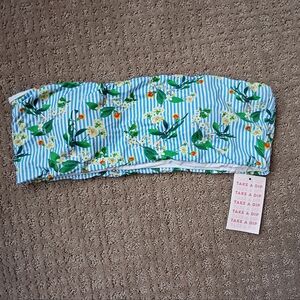 Dippin' Daisy's Blue And White Striped Floral Bikini Top